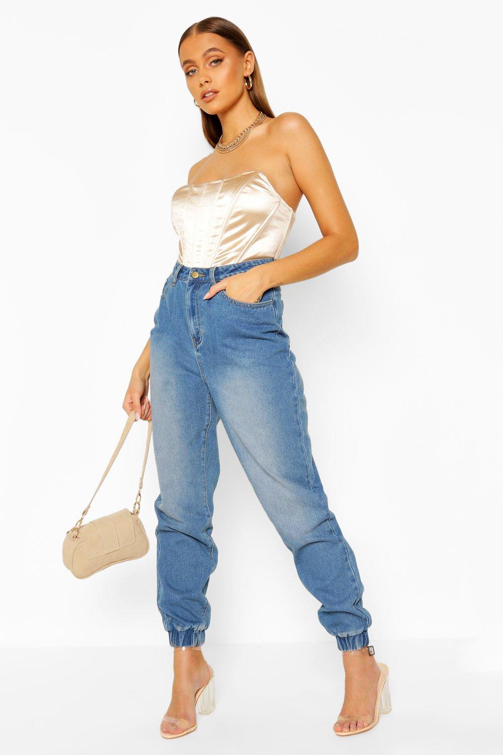 Boohoo denim joggers hotsell